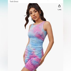 Blue and pink bodycon dress